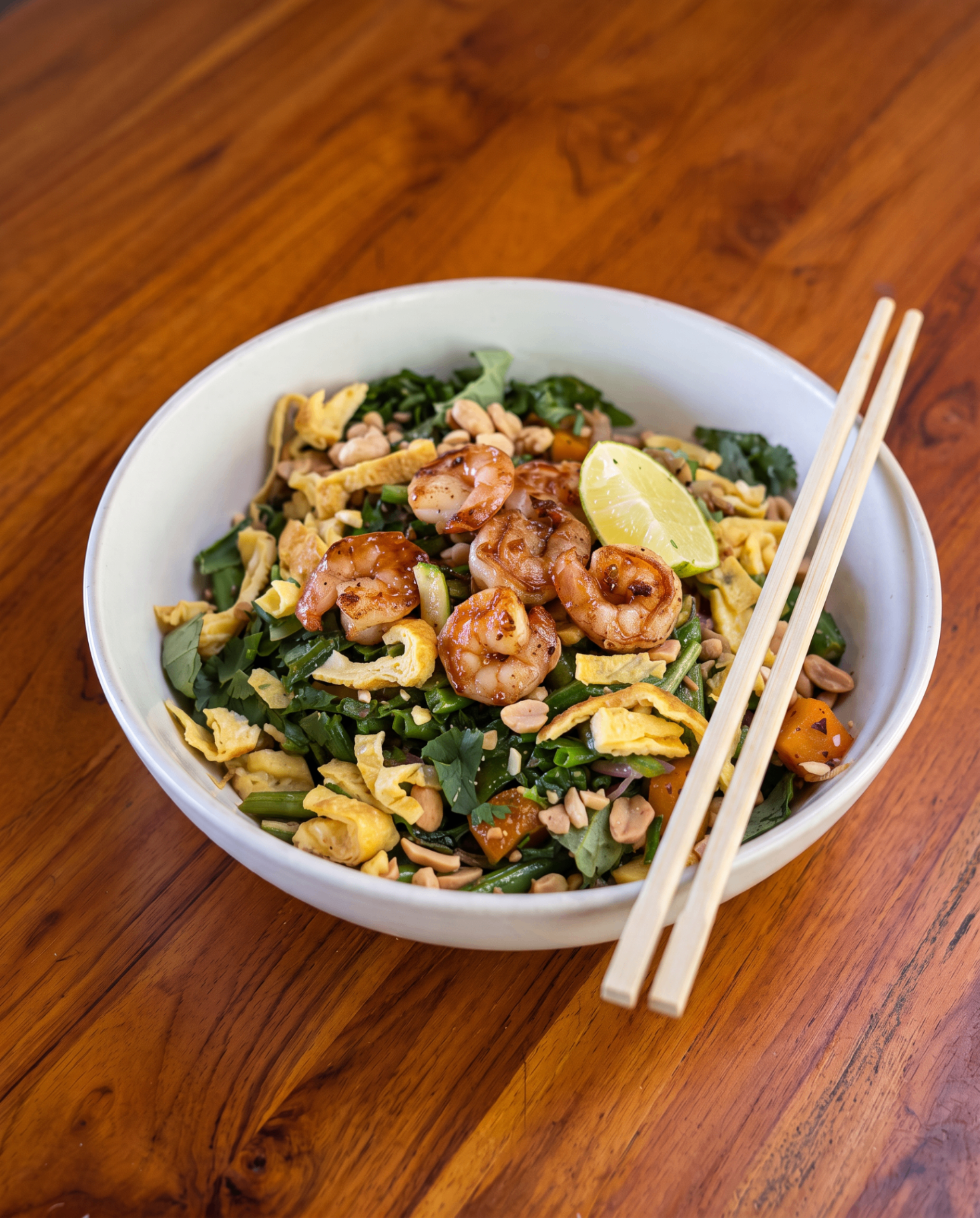 Pad Thai con camarones